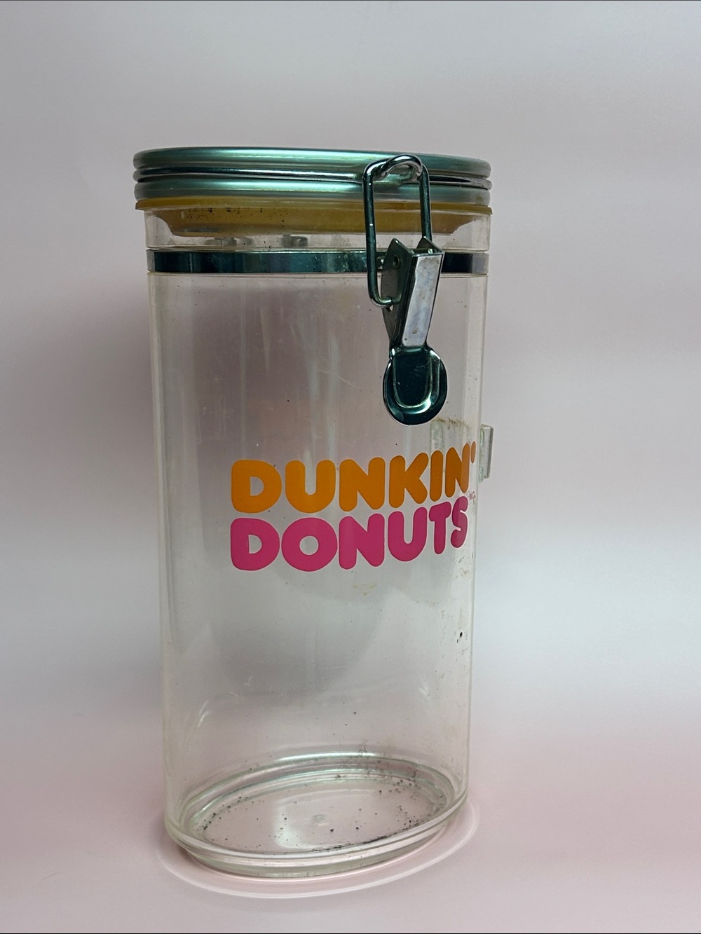 Dunkin donuts coffee clear Acrylic canister Container Jar 1996